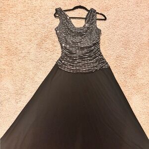 Chic Black and Silver Maxi Dress